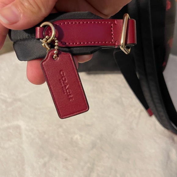 Coach Dark Brown Backpack with Red Floral Pattern no stains, no wear, almost new - Picture 15 of 16